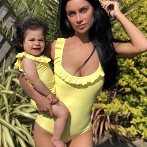 Mini Twinni Mommy & Me Lemon Frilled Swimsuits